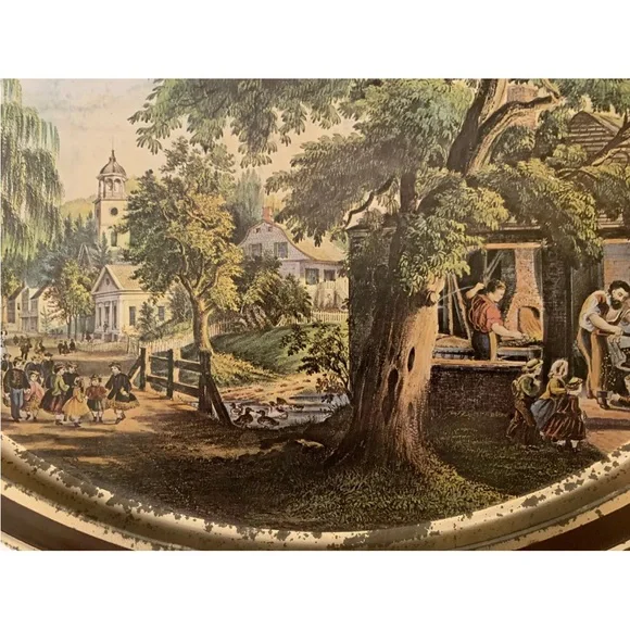 Vintage Sunshine biscuits‎ the blacksmith oval advertising Tray sleepy hollow